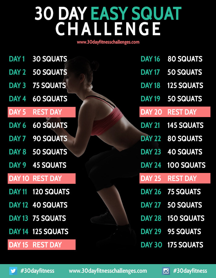 30 Day Easy Squat Challenge TFE Times