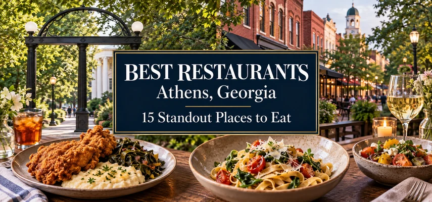 Best Restaurants in Athens, Georgia: 15 Standout Places to Eat — illustrative food collage