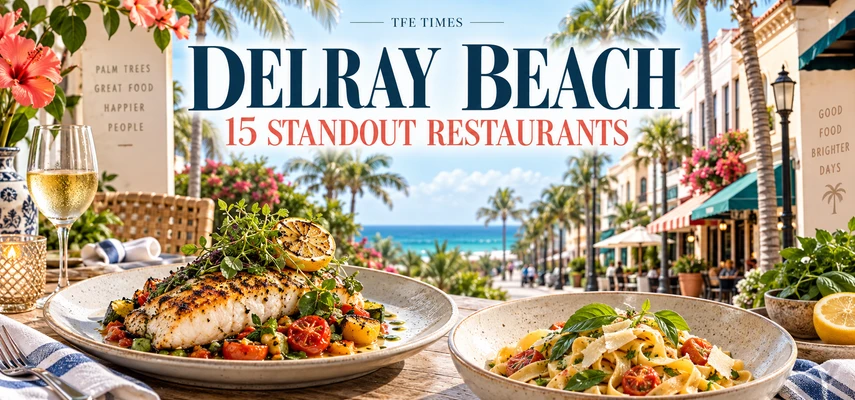 Best Restaurants in Delray Beach, Florida: 15 Standout Places to Eat — illustrative food collage