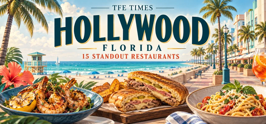 Best Restaurants in Hollywood, Florida: 15 Standout Places to Eat — illustrative food collage