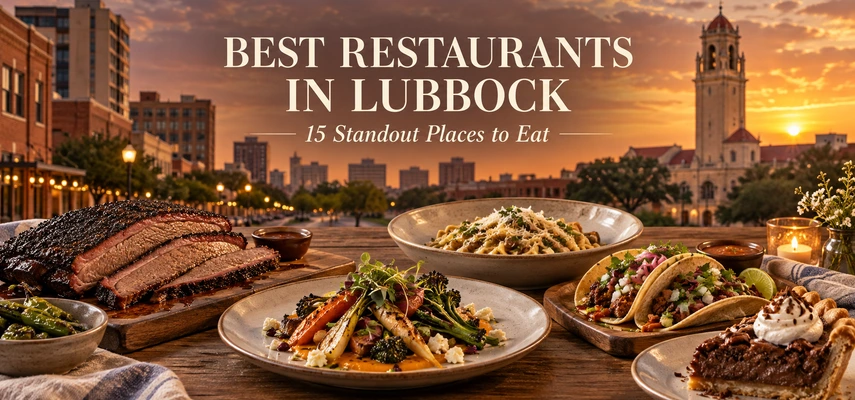 Best Restaurants in Lubbock: 15 Standout Places to Eat — food and city collage