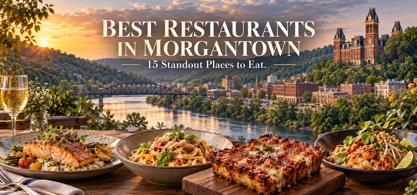 Best Restaurants in Morgantown: 15 Standout Places to Eat — food and city collage