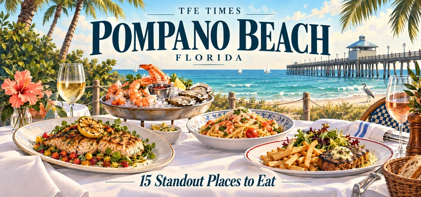 Best Restaurants in Pompano Beach, Florida: 15 Standout Places to Eat — illustrative food collage