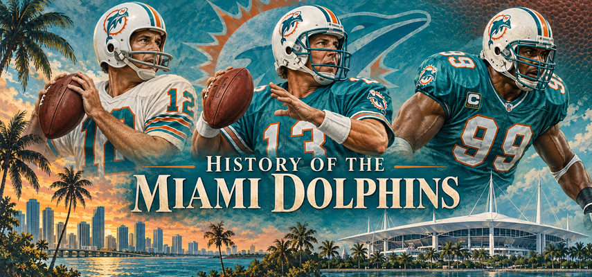 Illustrated history cover for the Miami Dolphins