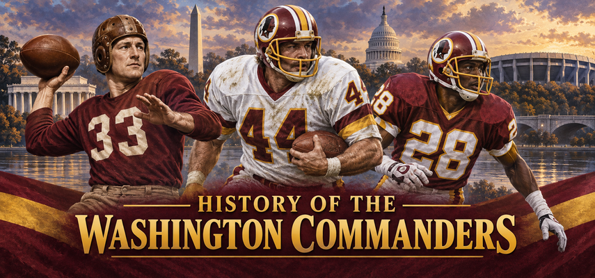 Illustrated history cover for the Washington Commanders